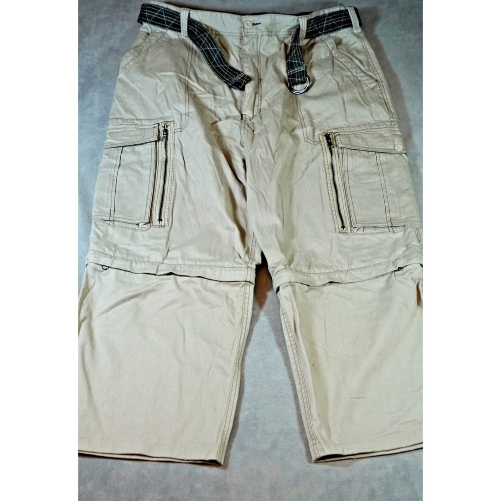 Vintage  Bailey's Point Zip Off Cargo Convertible Pants Beige Pockets 38x30